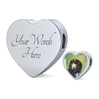 Black Saluki Dog Print Heart Charm Leather Bracelet-Free Shipping - Deruj.com