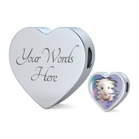 Cute White Hamster Print Heart Charm Leather Woven Bracelet-Free Shipping - Deruj.com