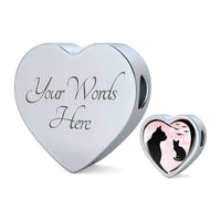 Cat Vector Art Print Heart Charm Leather Woven Bracelet-Free Shipping - Deruj.com