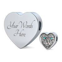 Blue Eyes Cat Print Heart Charm Leather Woven Bracelet-Free Shipping - Deruj.com