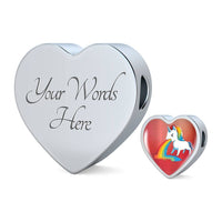 Unicorn Rainbow Print Heart Charm Leather Bracelet-Free Shipping - Deruj.com