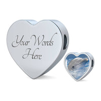 Cute Dolphin Print Heart Charm Leather Bracelet-Free Shipping - Deruj.com