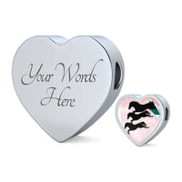 Horse Running Art Print Heart Charm Leather Woven Bracelet-Free Shipping - Deruj.com
