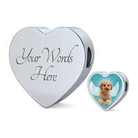 Cavapoo Dog Print Heart Charm Leather Bracelet-Free Shipping - Deruj.com