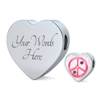 Peace Sign With Paws Print Heart Charm Leather Woven Bracelet-Free Shipping - Deruj.com