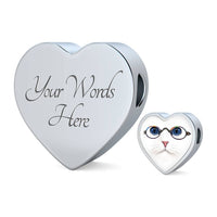 Cute Cat With Glasses Print Heart Charm Leather Bracelet-Free Shipping - Deruj.com