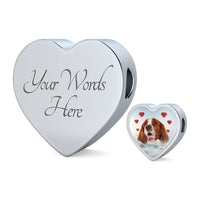 Irish Red and White Setter Print Heart Charm Braided Bracelet-Free Shipping - Deruj.com