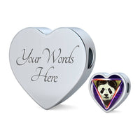 Cute Panda Art Print Heart Charm Leather Woven Bracelet-Free Shipping - Deruj.com