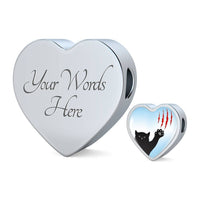 Cat Print Heart Charm Leather Bracelet-Free Shipping - Deruj.com