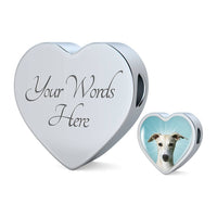 Whippet Dog Print Heart Charm Leather Bracelet-Free Shipping - Deruj.com