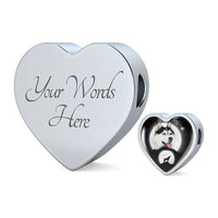 Siberian Husky Dog Print Heart Charm Leather Bracelet-Free Shipping - Deruj.com