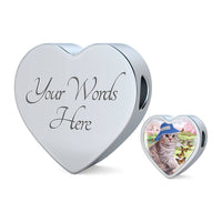 Scottish Fold Cat Print Heart Charm Leather Bracelet-Free Shipping - Deruj.com