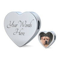 South African Boerboel Dog Print Heart Charm Leather Bracelet-Free Shipping - Deruj.com