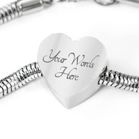 Cute Unicorn Print Heart Charm Steel Bracelet-Free Shipping - Deruj.com