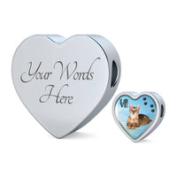 Toyger Cat Print Heart Charm Steel Bracelet-Free Shipping - Deruj.com