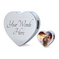 American Water Spaniel Print Heart Charm Steel Bracelet-Free Shipping - Deruj.com