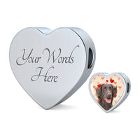 Flat Coated Retriever Print Heart Charm Steel Bracelet-Free Shipping - Deruj.com