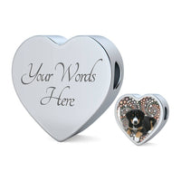 Entlebucher Mountain Dog Print Heart Charm Steel Bracelet-Free Shipping - Deruj.com