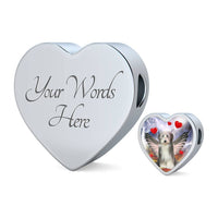 Bearded Collie Print Heart Charm Steel Bracelet-Free Shipping - Deruj.com