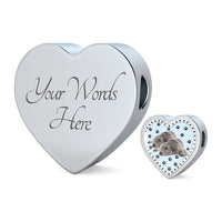 Irish Wolfhound Dog Print Heart Charm Steel Bracelet-Free Shipping - Deruj.com