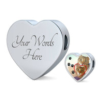 Pixie Bob Cat Print Heart Charm Steel Bracelet-Free Shipping - Deruj.com