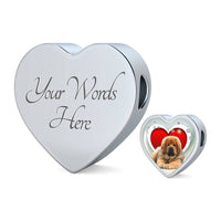 Tibetan Mastiff Print Heart Charm Steel Bracelet-Free Shipping - Deruj.com