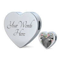 African Grey Parrot Print Heart Charm Steel Bracelet-Free Shipping - Deruj.com