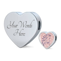 Lovely Horse Art Print Heart Charm Steel Bracelet-Free Shipping - Deruj.com