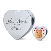 Shar Pei Print Heart Charm Steel Bracelet-Free Shipping - Deruj.com