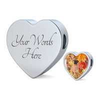 Bullmastiff Print Heart Charm Steel Bracelet-Free Shipping - Deruj.com