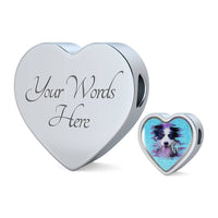 Border Collie Dog Art Print Heart Charm Steel Bracelet-Free Shipping - Deruj.com