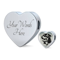 Rottweiler Dog Black&White Art Print Heart Charm Steel Bracelet-Free Shipping - Deruj.com