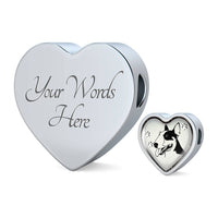 Bull Terrier Dog Print Heart Charm Steel Bracelet-Free Shipping - Deruj.com