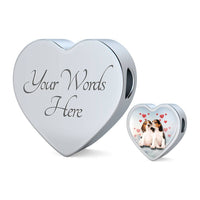 Cute Beagle Dog Print Heart Charm Steel Bracelet-Free Shipping - Deruj.com