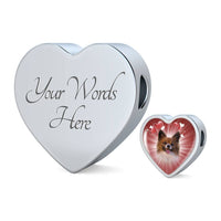 Papillon Dog Print Heart Charm Steel Bracelet-Free Shipping - Deruj.com