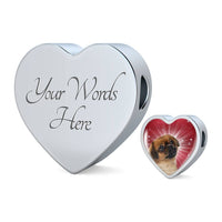 Tibetan Spaniel Dog Print Heart Charm Steel Bracelet-Free Shipping - Deruj.com