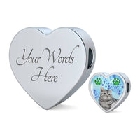 Cute American Shorthair Print Heart Charm Steel Bracelet-Free Shipping - Deruj.com