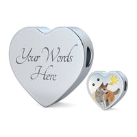 Norwegian Lundehund Print Heart Charm Steel Bracelet-Free Shipping - Deruj.com