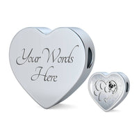 Pug Paws Print Heart Charm Steel Bracelet-Free Shipping - Deruj.com