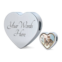 Savannah Cat Print Heart Charm Steel Bracelet-Free Shipping - Deruj.com