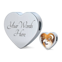 Akita Dog Print Heart Charm Steel Bracelet-Free Shipping - Deruj.com