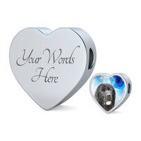 Newfoundland Dog Print Heart Charm Steel Bracelet-Free Shipping - Deruj.com
