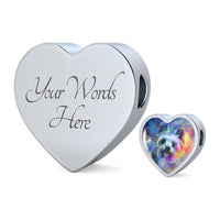 Yorkie Art Print Heart Charm Steel Bracelet-Free Shipping - Deruj.com