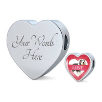 Bearded Collie Dog Print Heart Charm Steel Bracelet-Free Shipping - Deruj.com