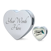 Greyhound Dog Art Print Heart Charm Steel Bracelet-Free Shipping - Deruj.com