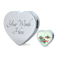 Neon Tetra Fish Print Heart Charm Steel Bracelet-Free Shipping - Deruj.com