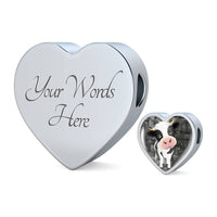 Cow Print Heart Charm Steel Bracelet-Free Shipping - Deruj.com