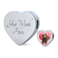 Boykin Spaniel Print Heart Charm Steel Bracelet-Free Shipping - Deruj.com