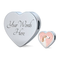 Borzoi Dog Print Heart Charm Steel Bracelet-Free Shipping - Deruj.com