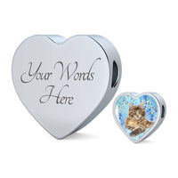 Maine Coon Cat Print Heart Charm Steel Bracelet-Free Shipping - Deruj.com